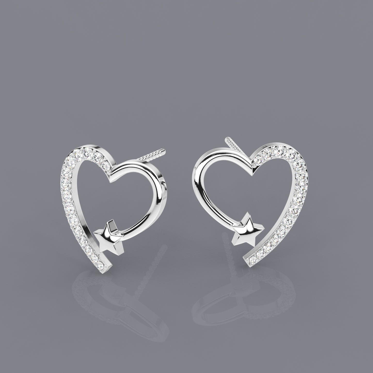 Heart star 925 Silver Earring