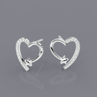 Heart star Moissanite Diamond 925 Silver Earring