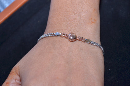 Heart two tone silver Bracele