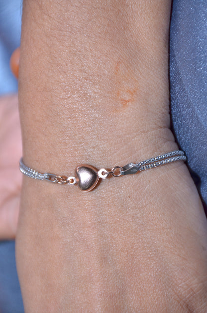 Heart two tone silver Bracele