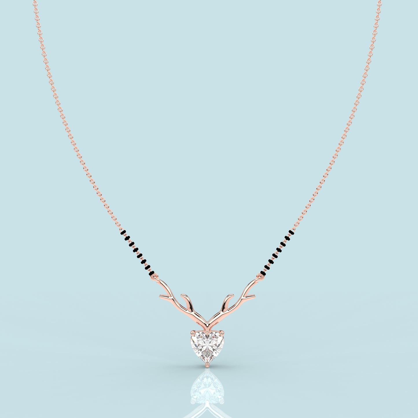 Rose gold Deer Heart 925 Silver Mangalsutra