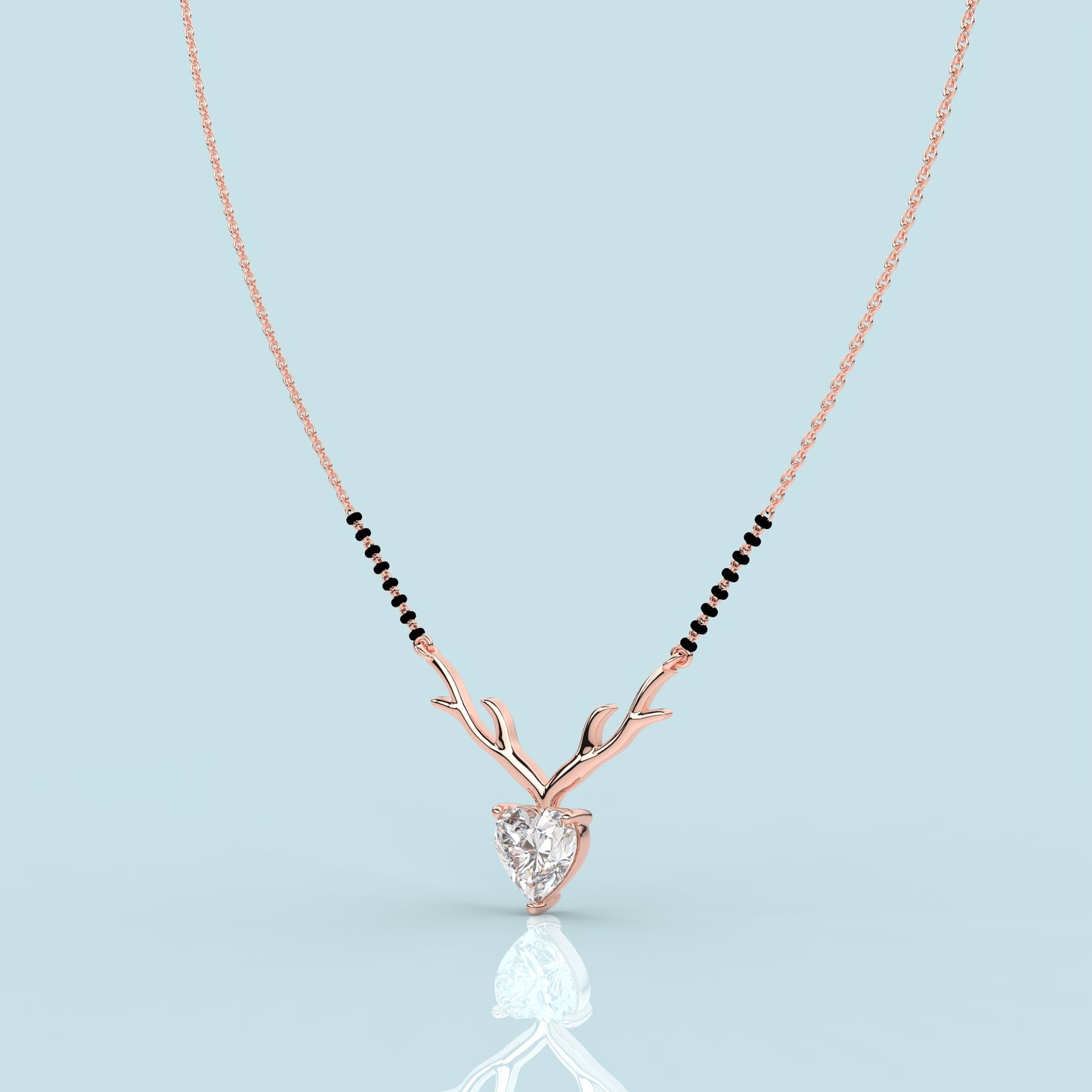 Rose gold Deer Heart 925 Silver Mangalsutra