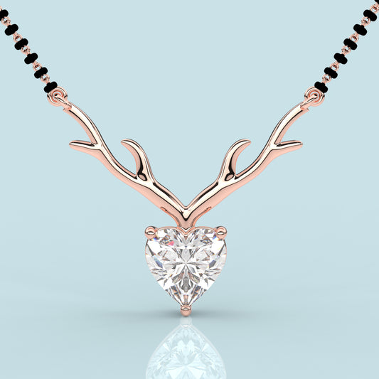 Rose gold Deer Heart 925 Silver Mangalsutra