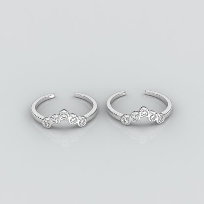 Moissanite Diamond Adjustable 925 Silver Toe Ring