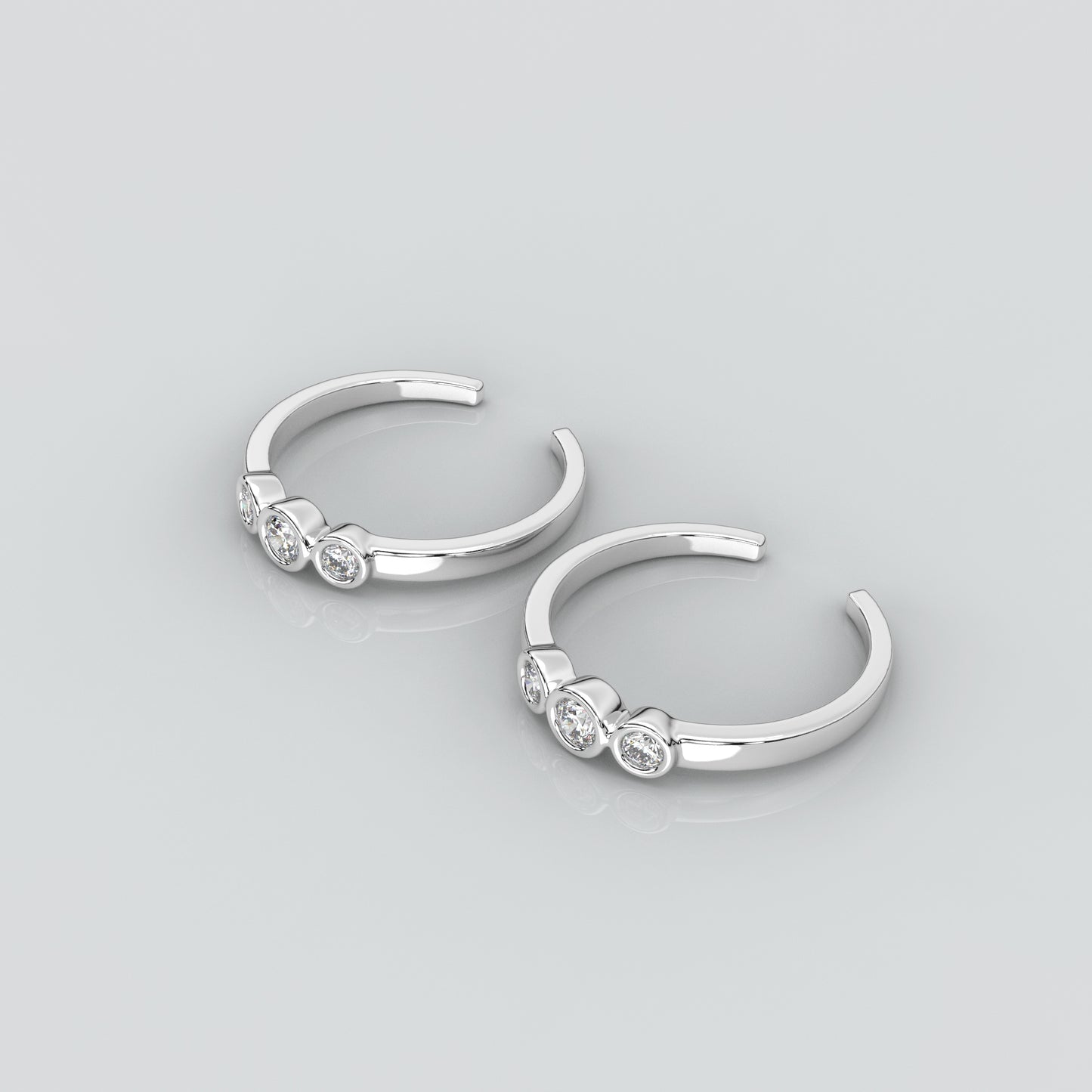 Three stone Adjustable 925 Silver Toe Ring