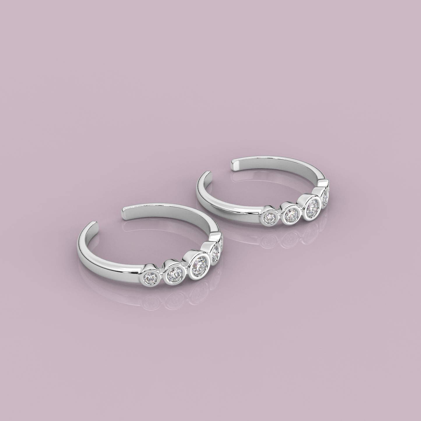 5 Stone Adjustable 925 Silver Toe Ring