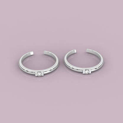 Moissanite Diamond Adjustable 925 Silver Toe Ring
