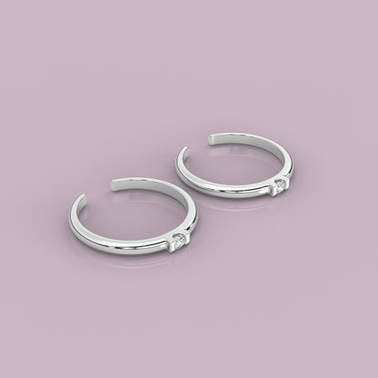 Moissanite Diamond Adjustable 925 Silver Toe Ring