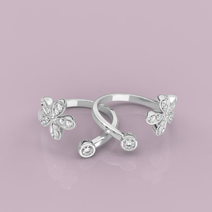 Garden Moissanite Diamond Adjustable 925 Silver Toe Ring
