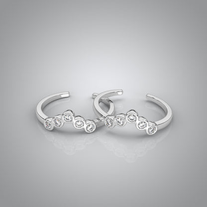 Moissanite Diamond Adjustable 925 Silver Toe Ring