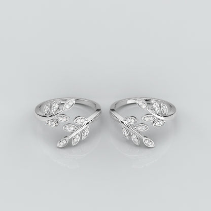 Leaf Moissanite Diamond 925 Silver Toe Ring