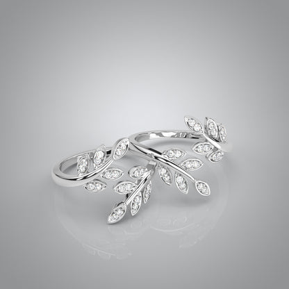 Leaf Moissanite Diamond 925 Silver Toe Ring