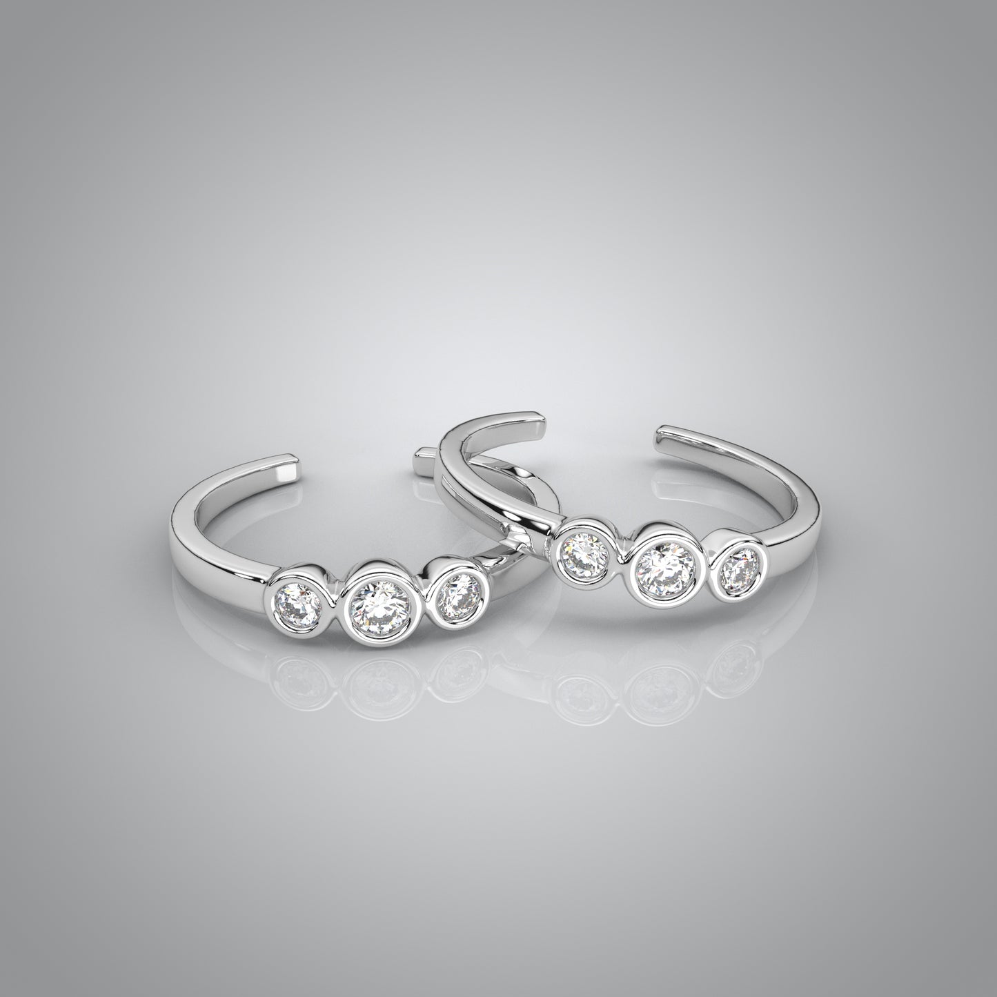 Three stone Adjustable 925 Silver Toe Ring