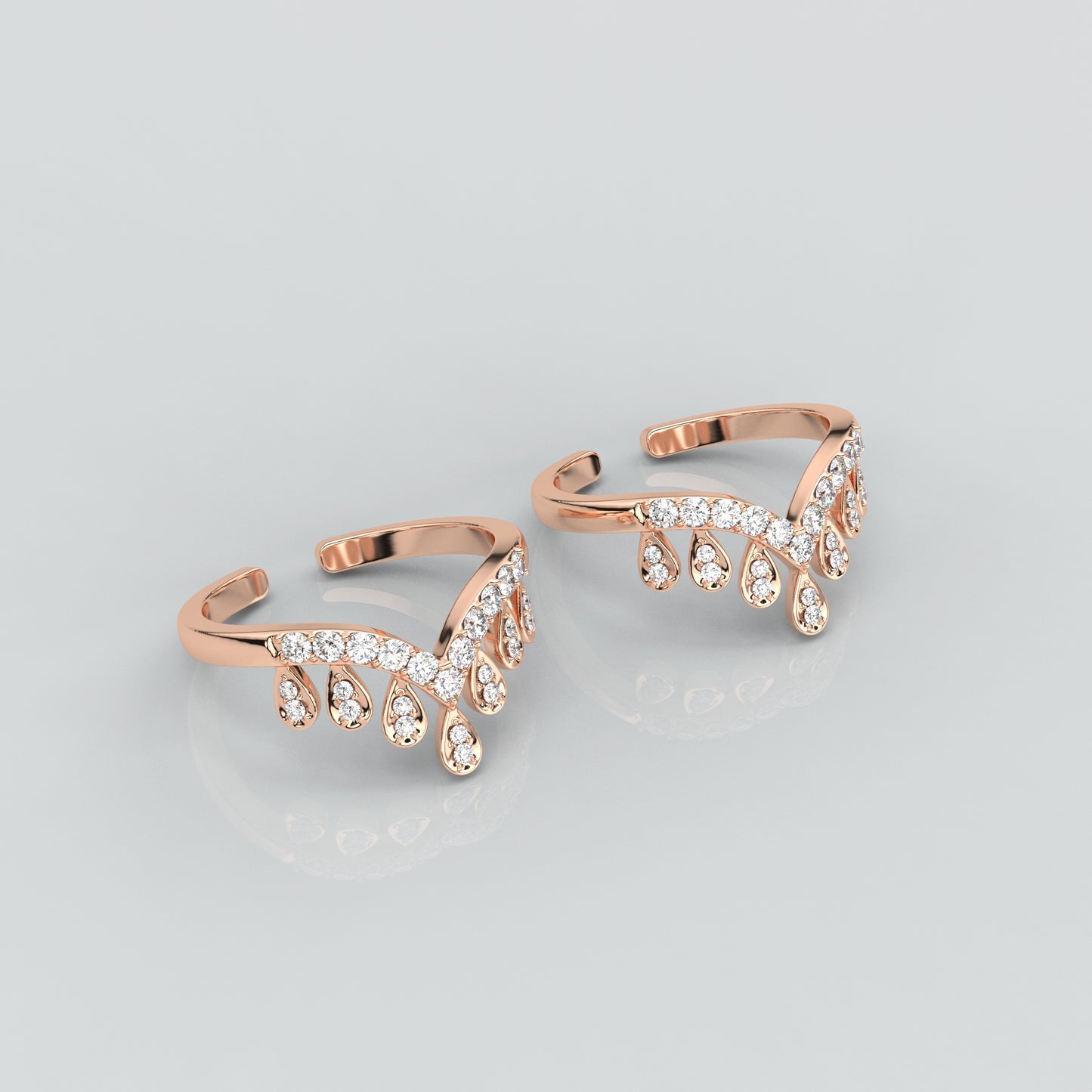 Crown Rose gold Adjustable 925 Silver Toe Ring