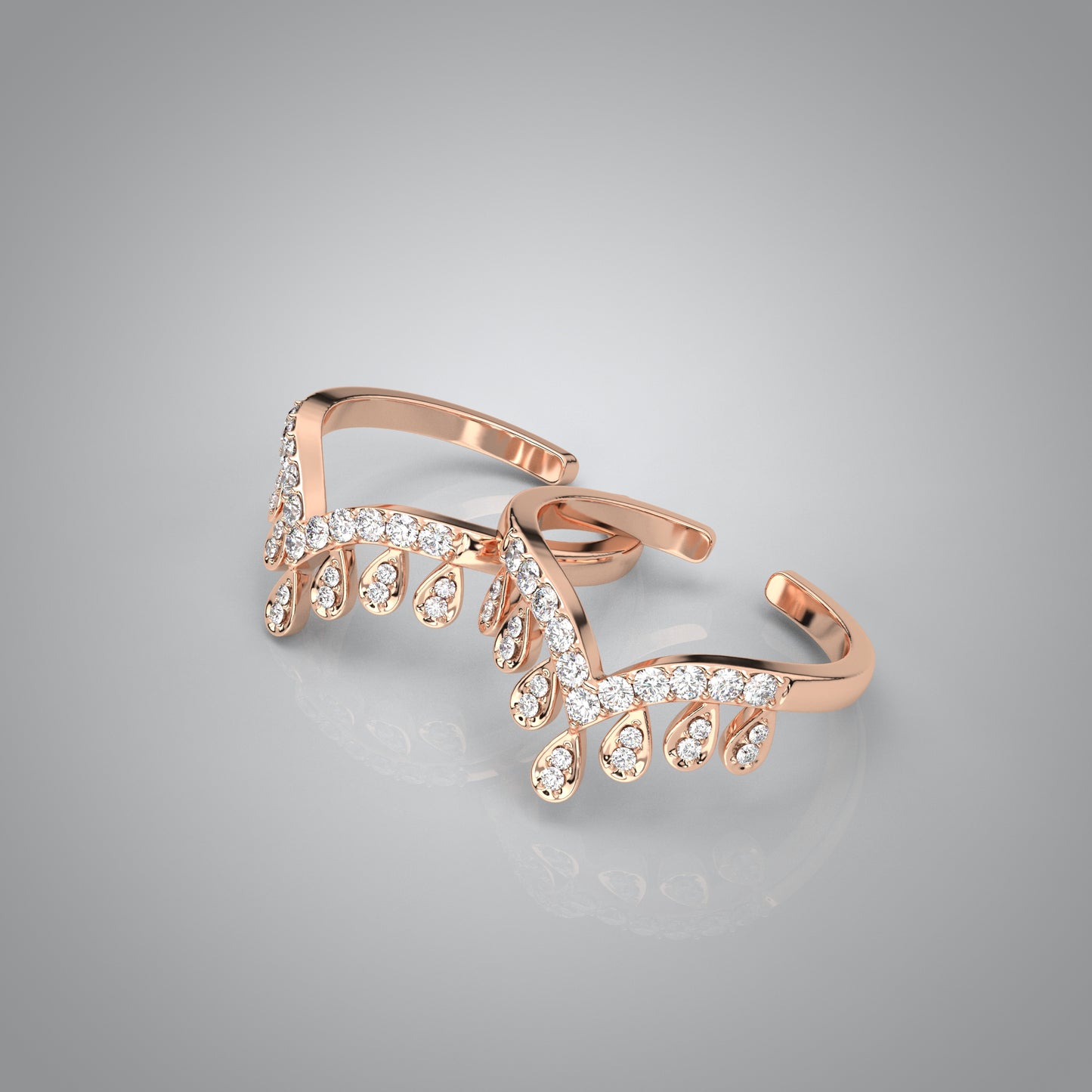 Crown Rose gold Adjustable 925 Silver Toe Ring