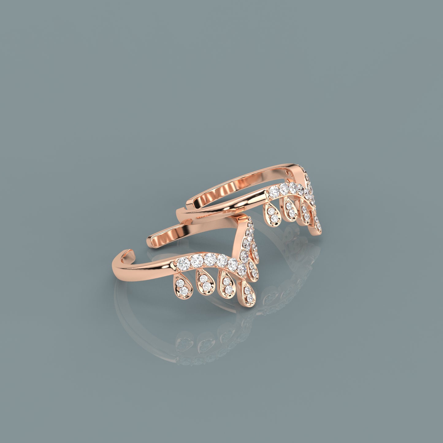 Crown Rose gold Adjustable 925 Silver Toe Ring