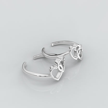 Dual Heart Adjustable 925 Silver Toe Ring