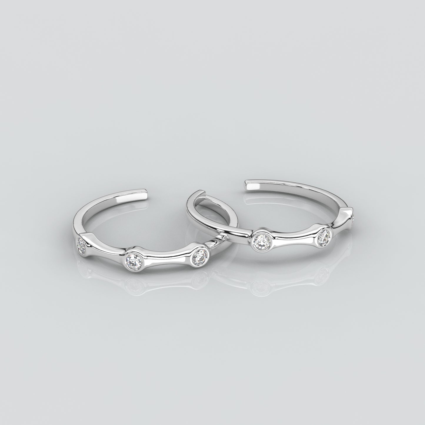 Three stone Adjustable 925 Silver Toe Ring