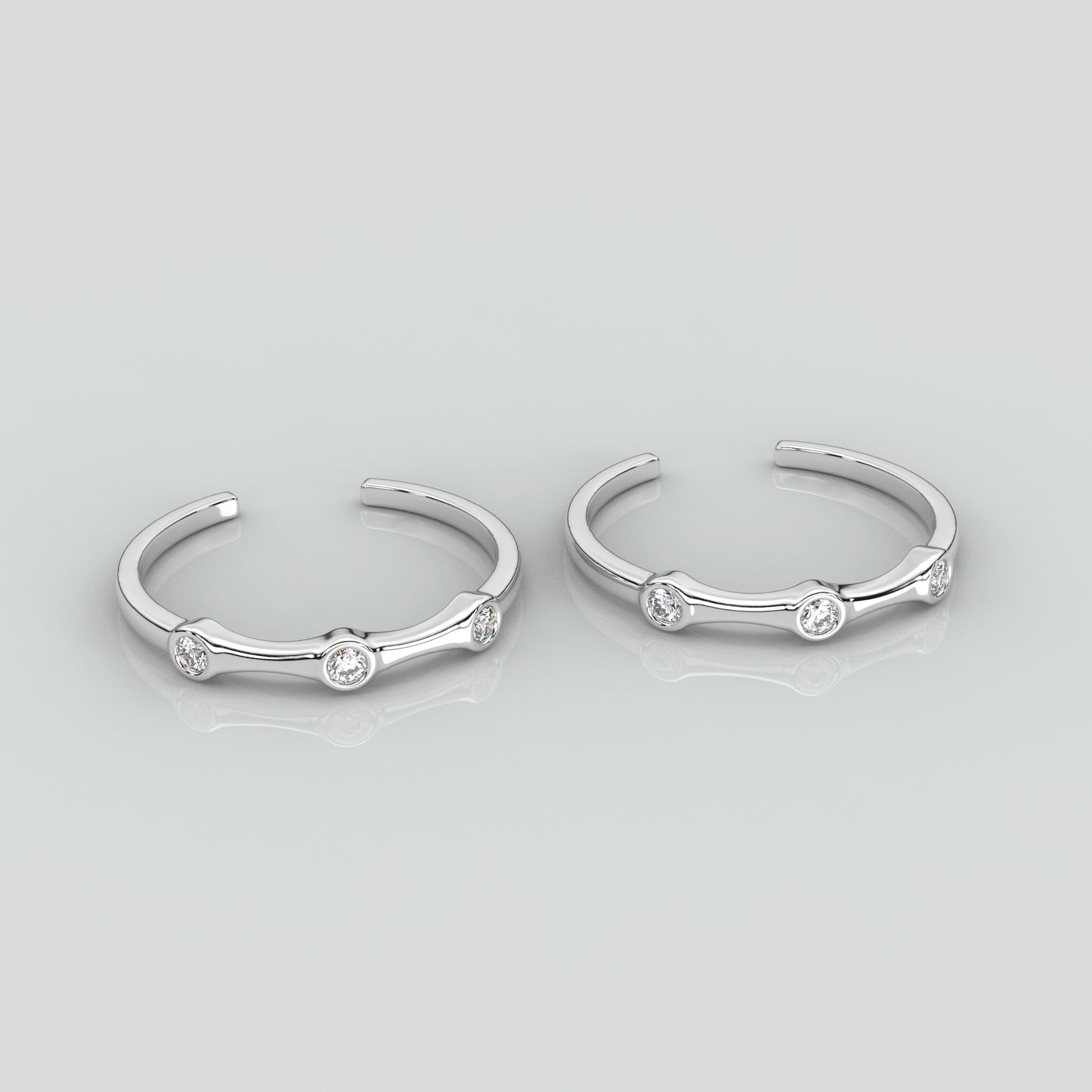 Three stone Adjustable 925 Silver Toe Ring