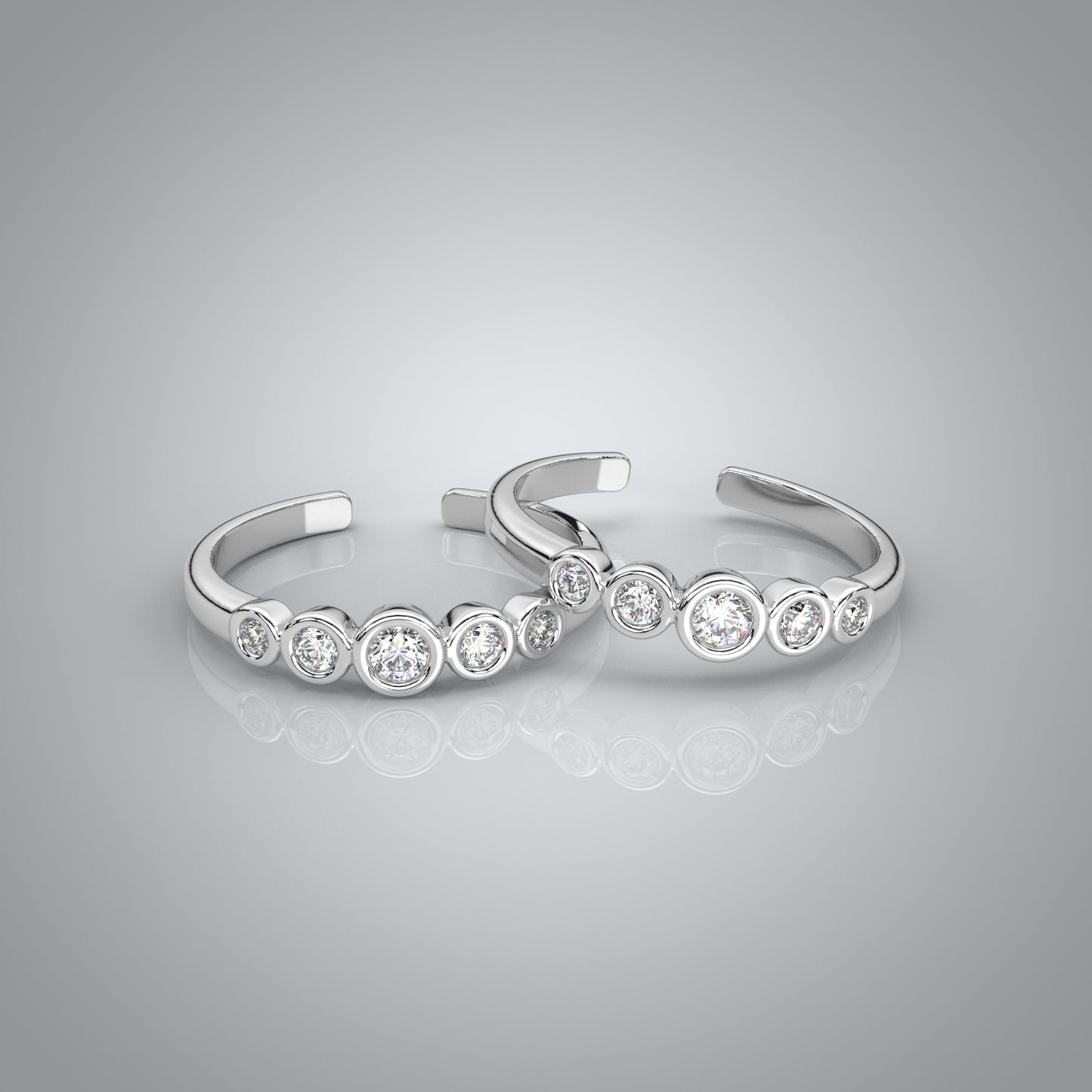 5 Stone Adjustable 925 Silver Toe Ring