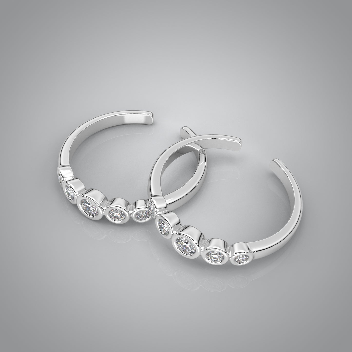 5 Stone Adjustable 925 Silver Toe Ring