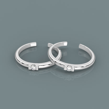 Moissanite Diamond Adjustable 925 Silver Toe Ring