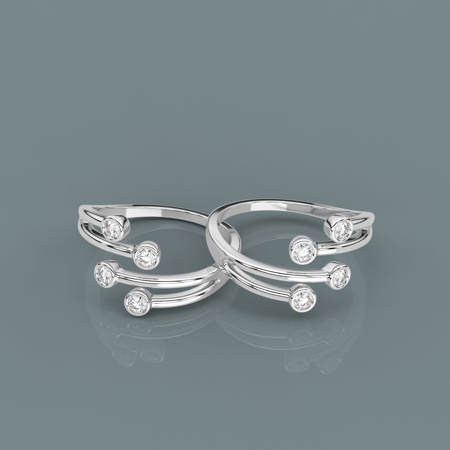 Four stone Adjustable 925 Silver Toe Ring