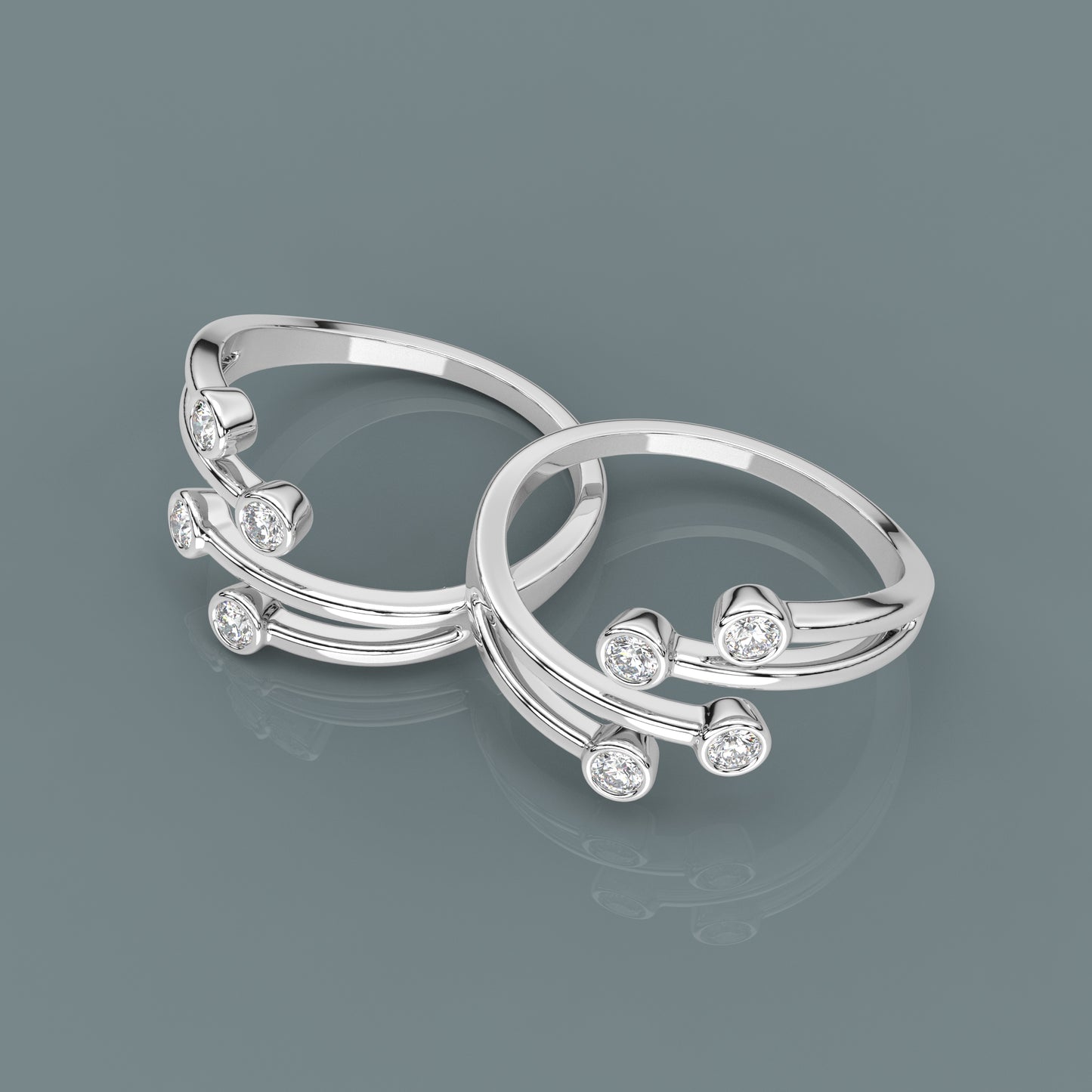 Four stone Adjustable 925 Silver Toe Ring