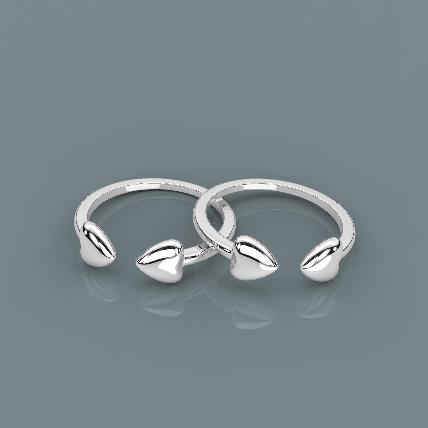 2 Heart Adjustable 925 Silver Toe Ring