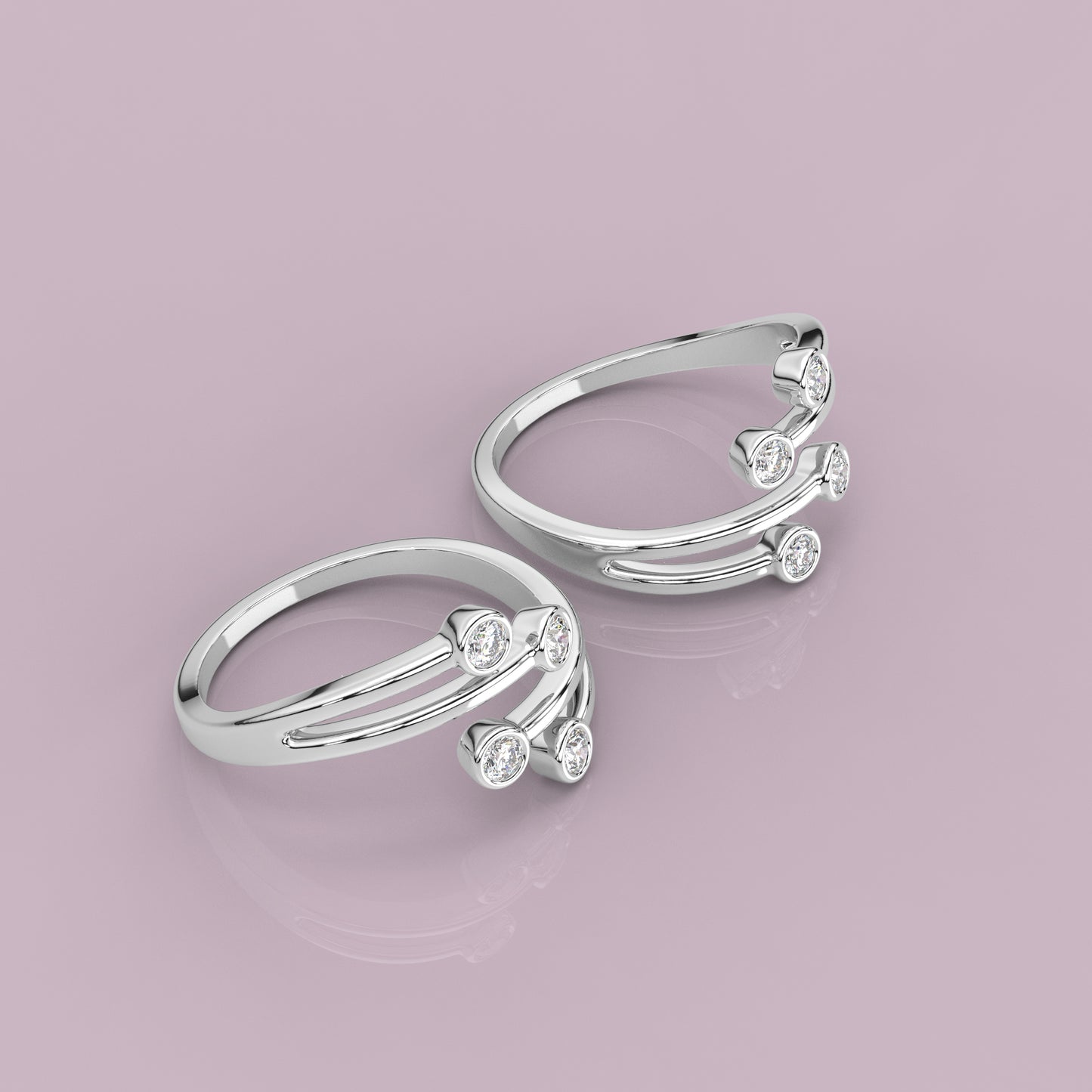 Four stone Adjustable 925 Silver Toe Ring