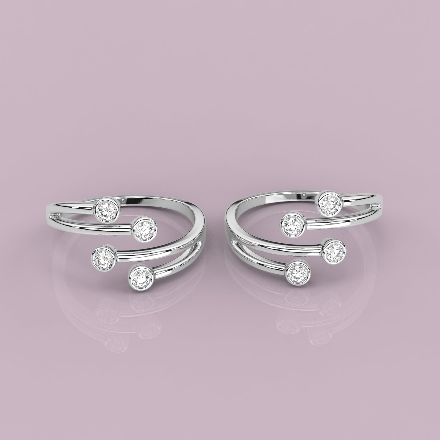 Four stone Adjustable 925 Silver Toe Ring