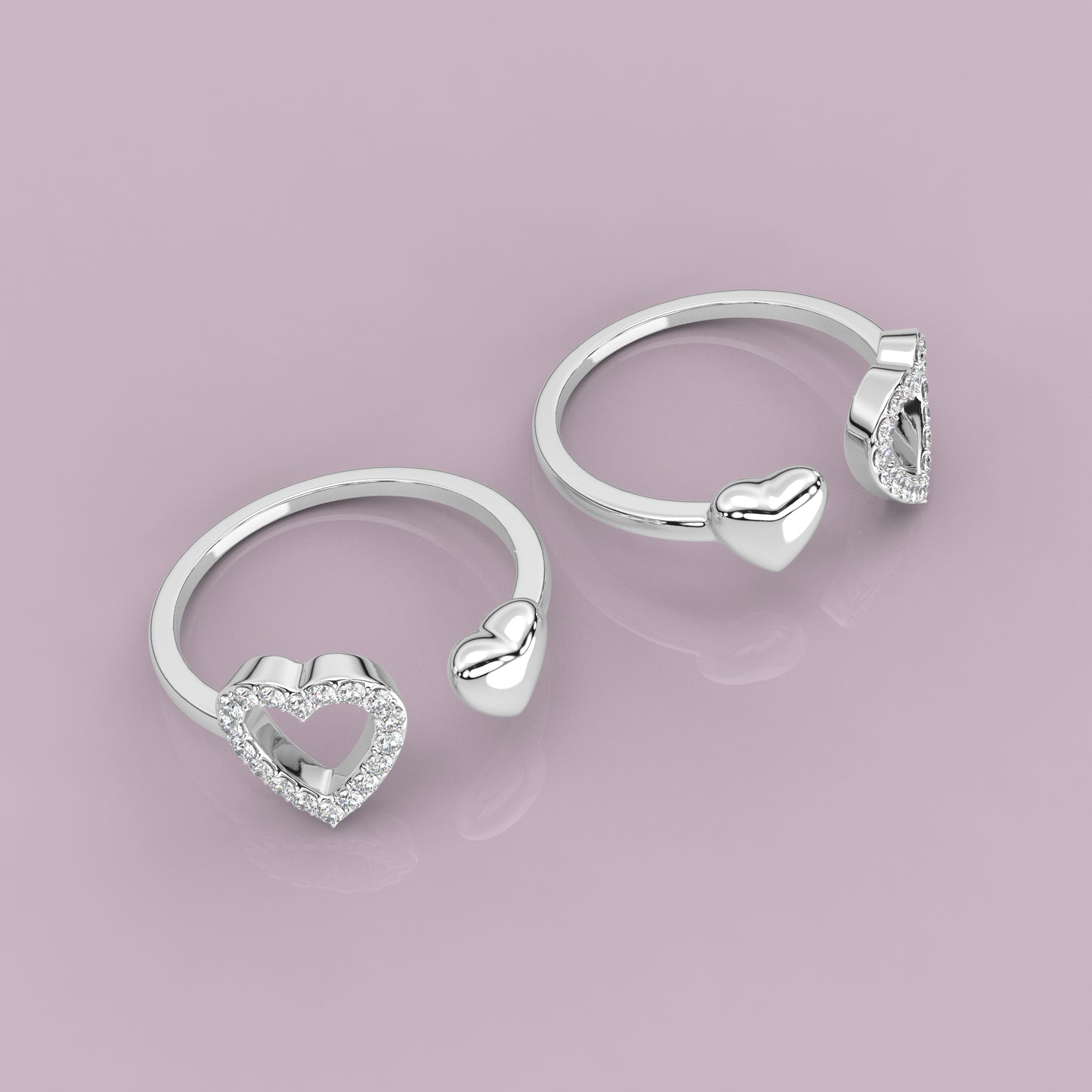 Hearts Adjustable 925 Silver Toe Ring