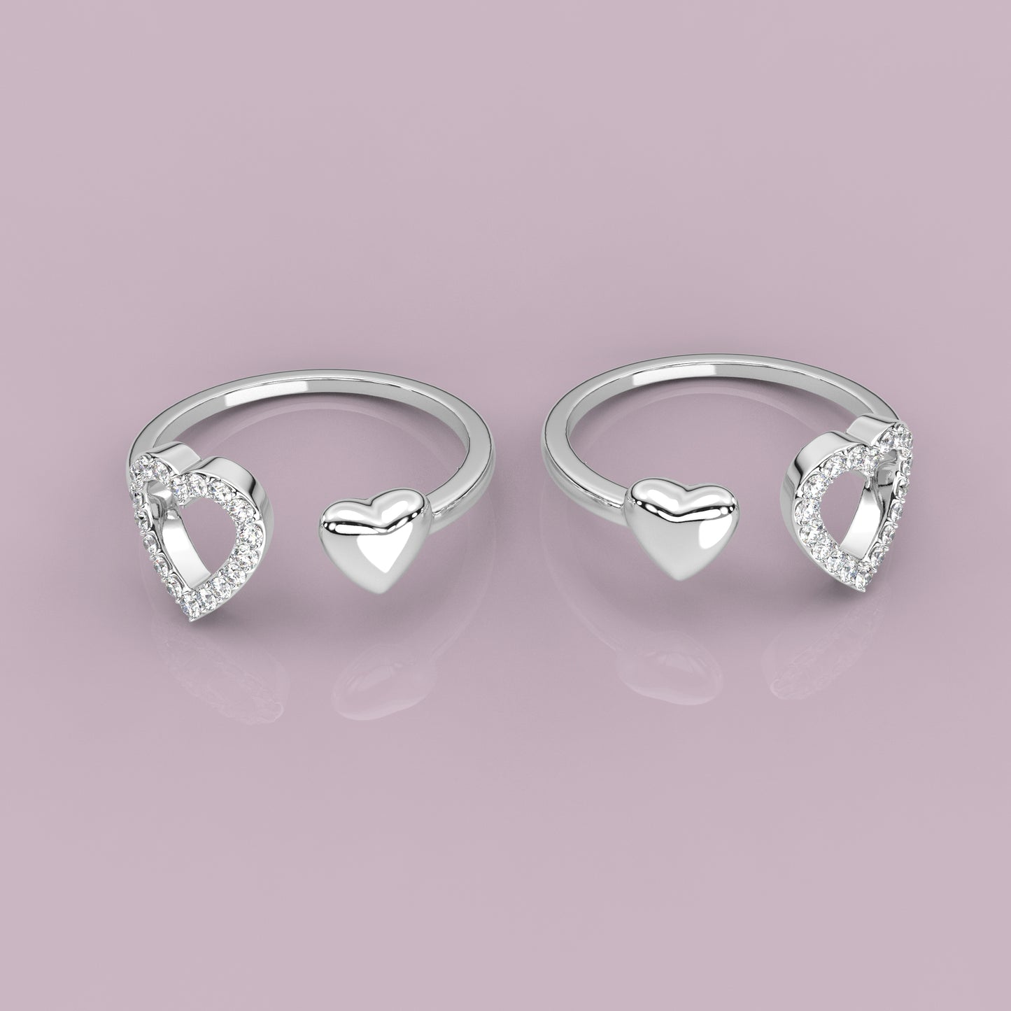 Hearts Adjustable 925 Silver Toe Ring