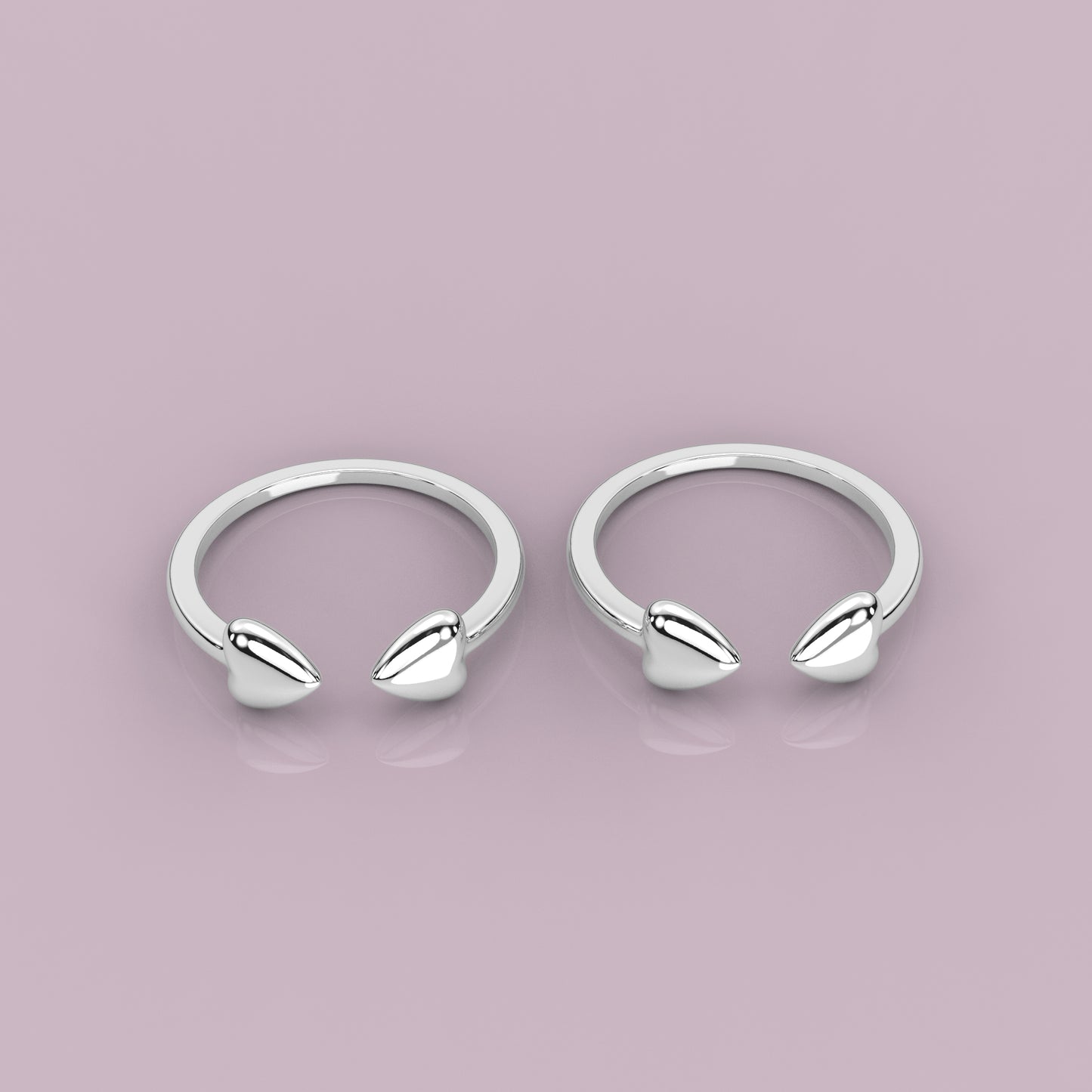 2 Heart Adjustable 925 Silver Toe Ring