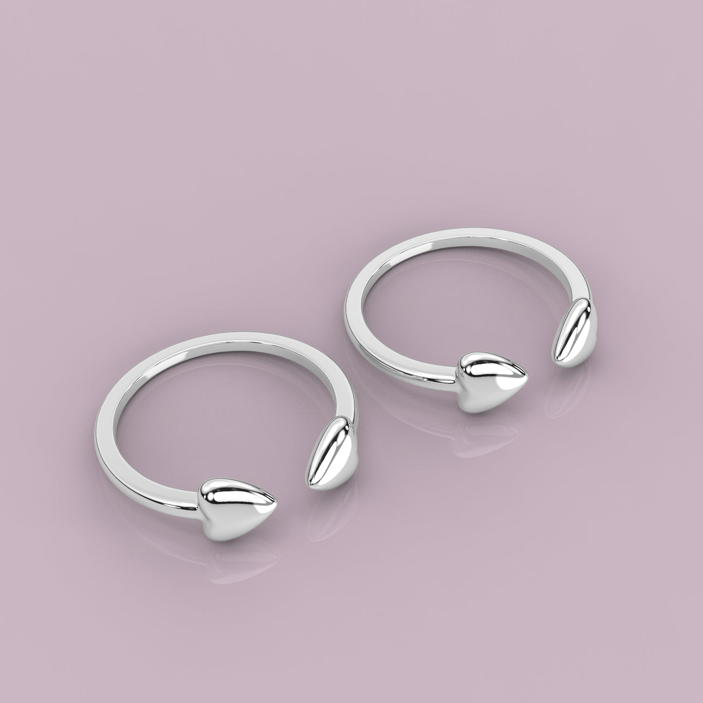 2 Heart Adjustable 925 Silver Toe Ring