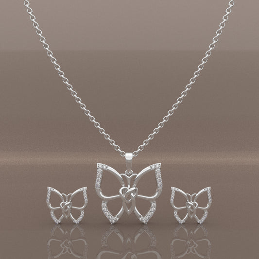 Moissanite Diamond 925 Silver Necklace Set