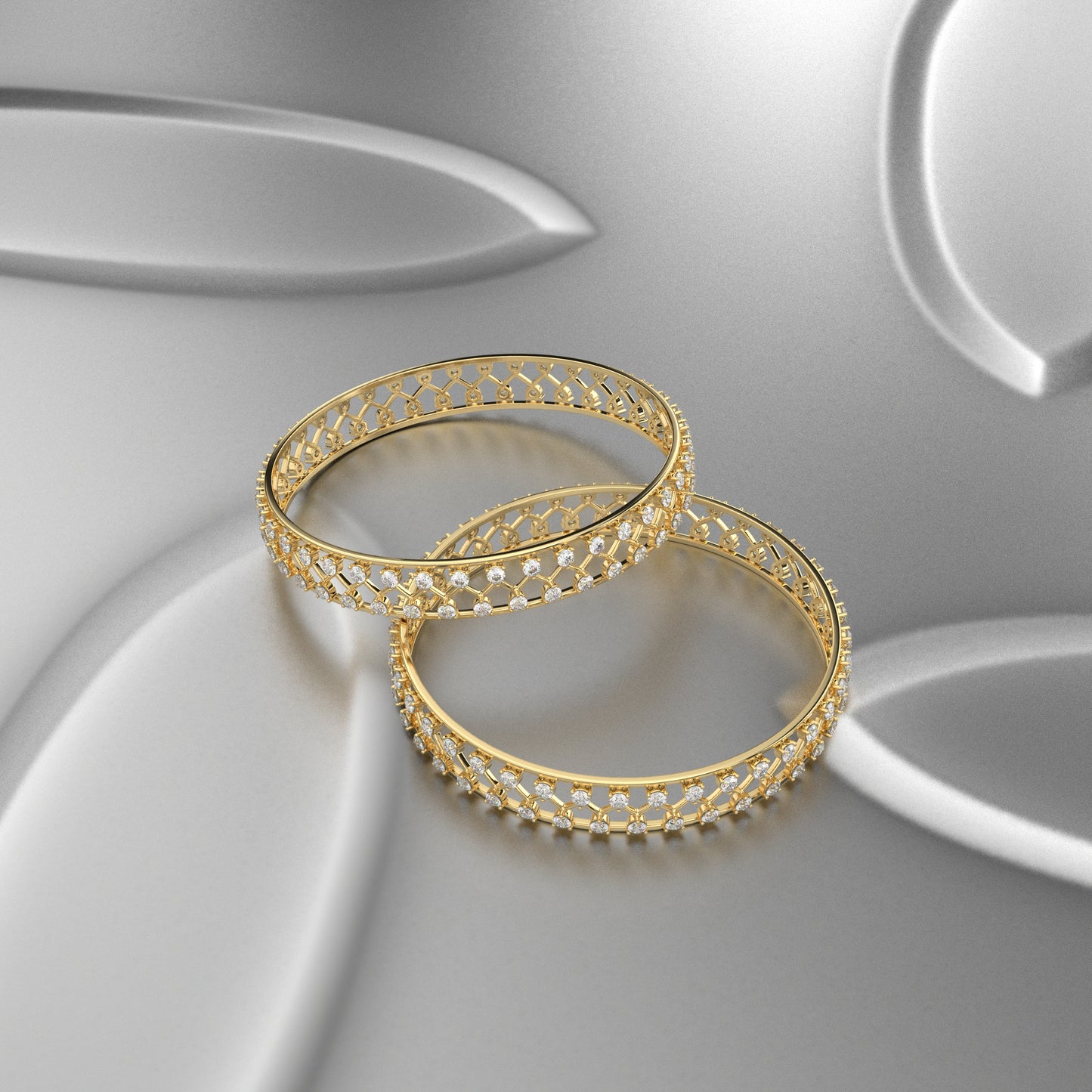 Yellow gold Plaza Bangle 925 Sterling Silver