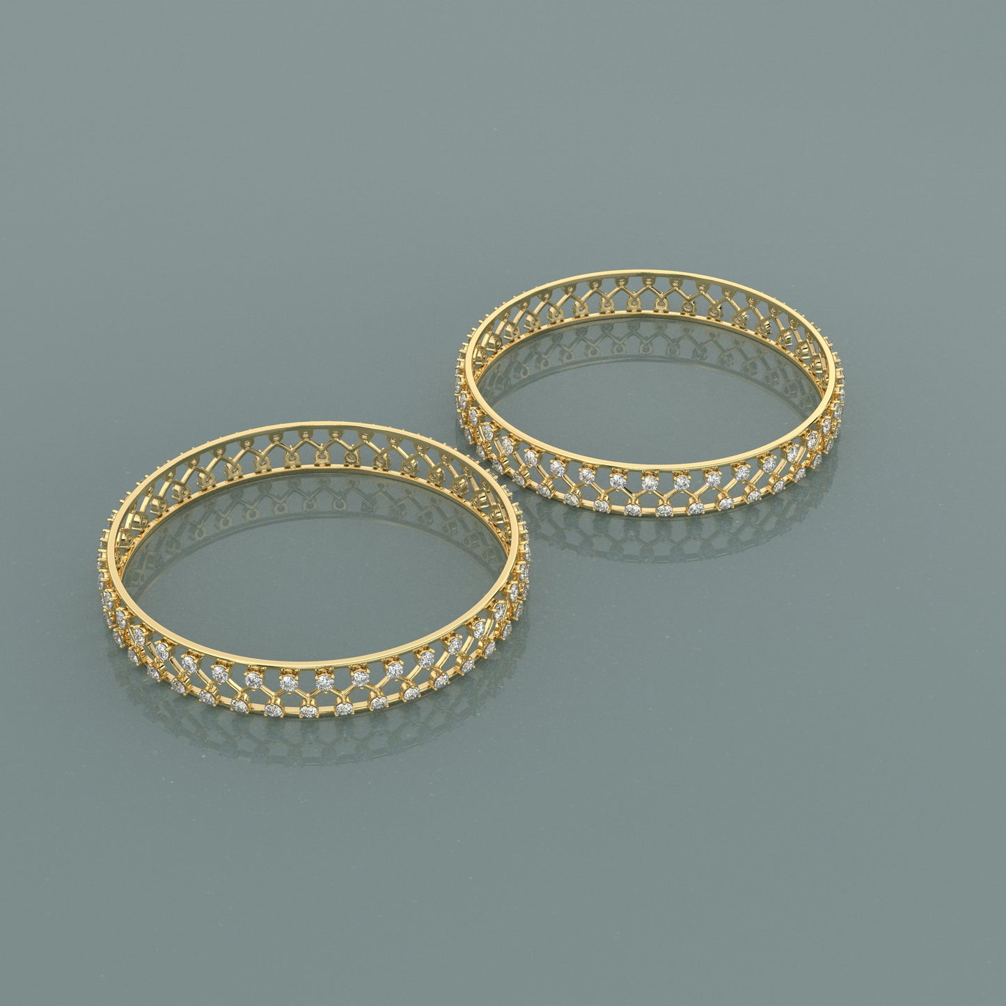 Yellow gold Plaza Bangle 925 Sterling Silver