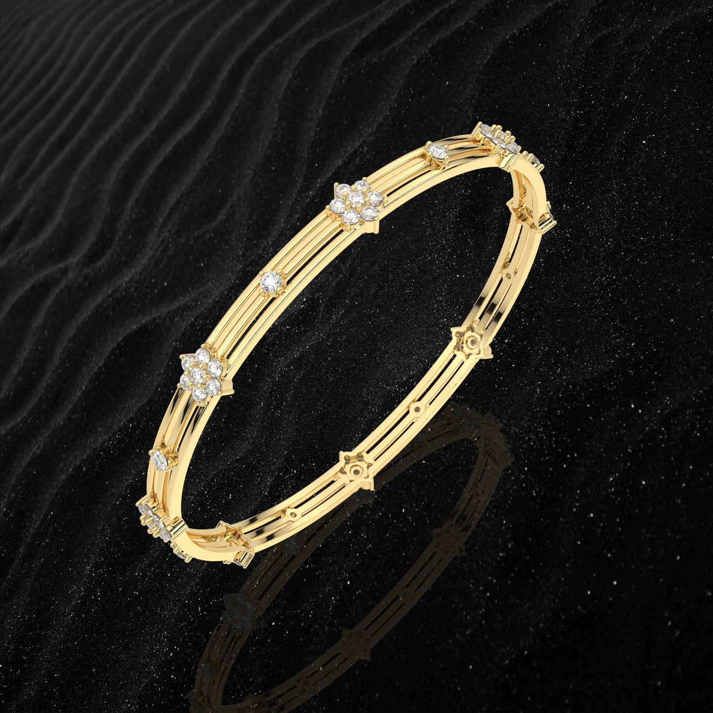 Yellow gold Charvitha Bangle 925 Sterling Silver