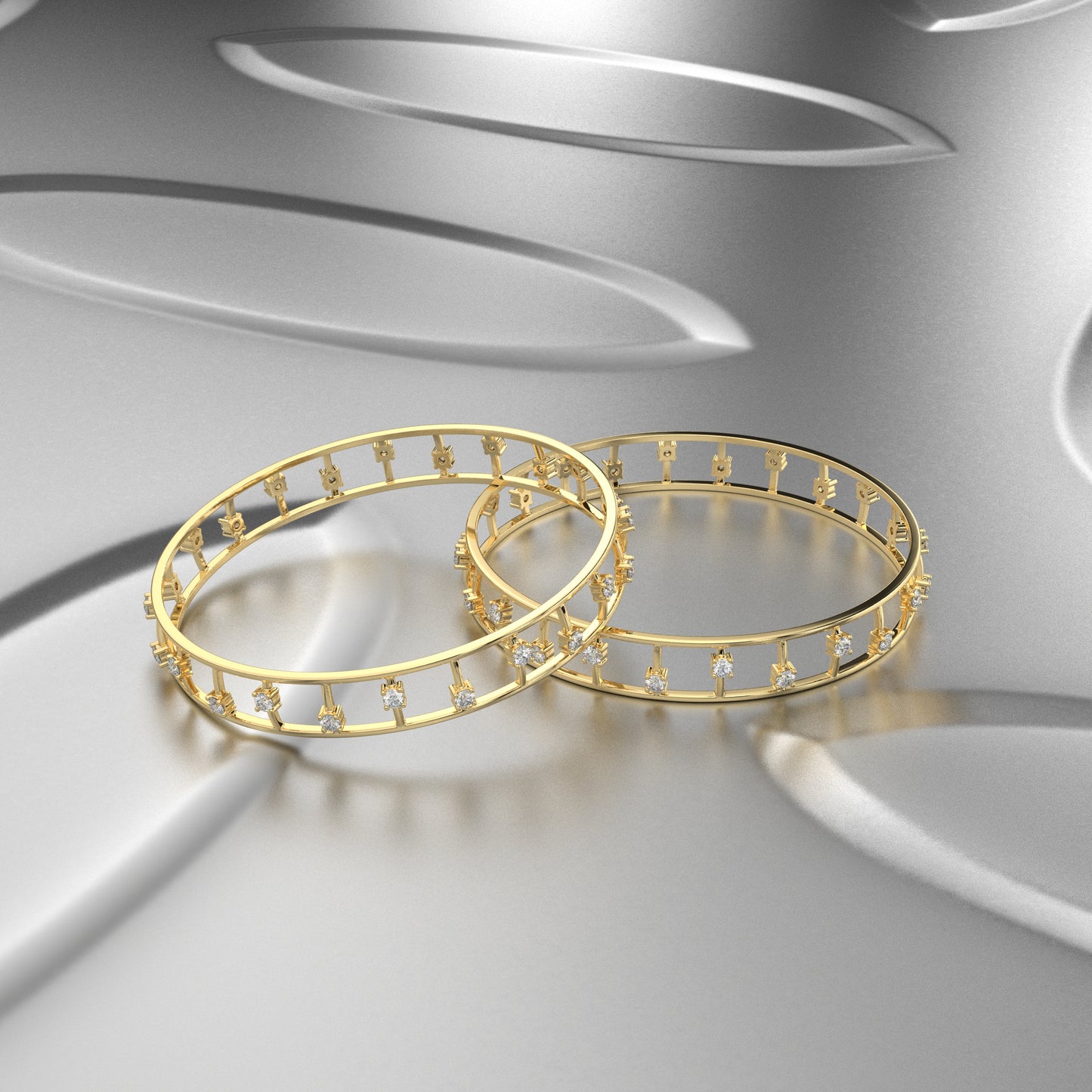 Yellow gold Beers Bangle 925 Sterling Silver