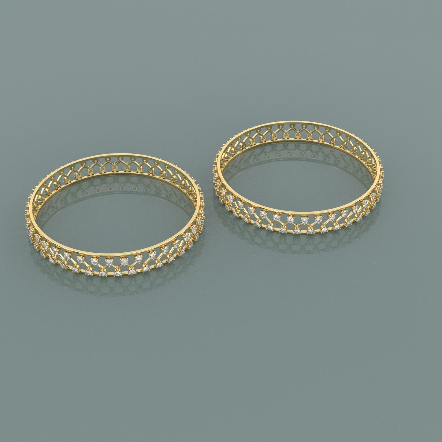 Yellow gold Plaza Bangle 925 Sterling Silver