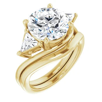 Golden Trio Solitaire Ring