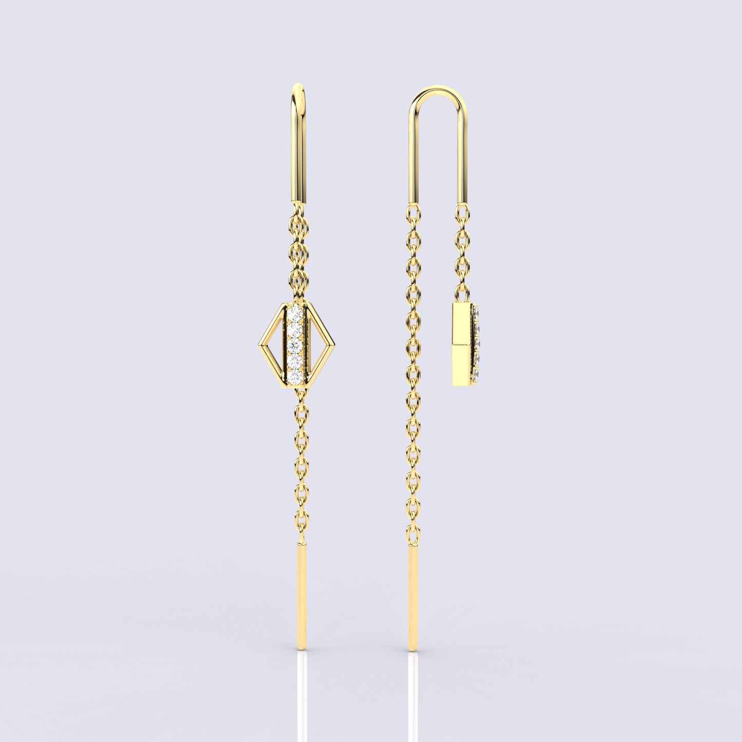 Yellow gold Rectan Sui Dhaga 925 silver Earring