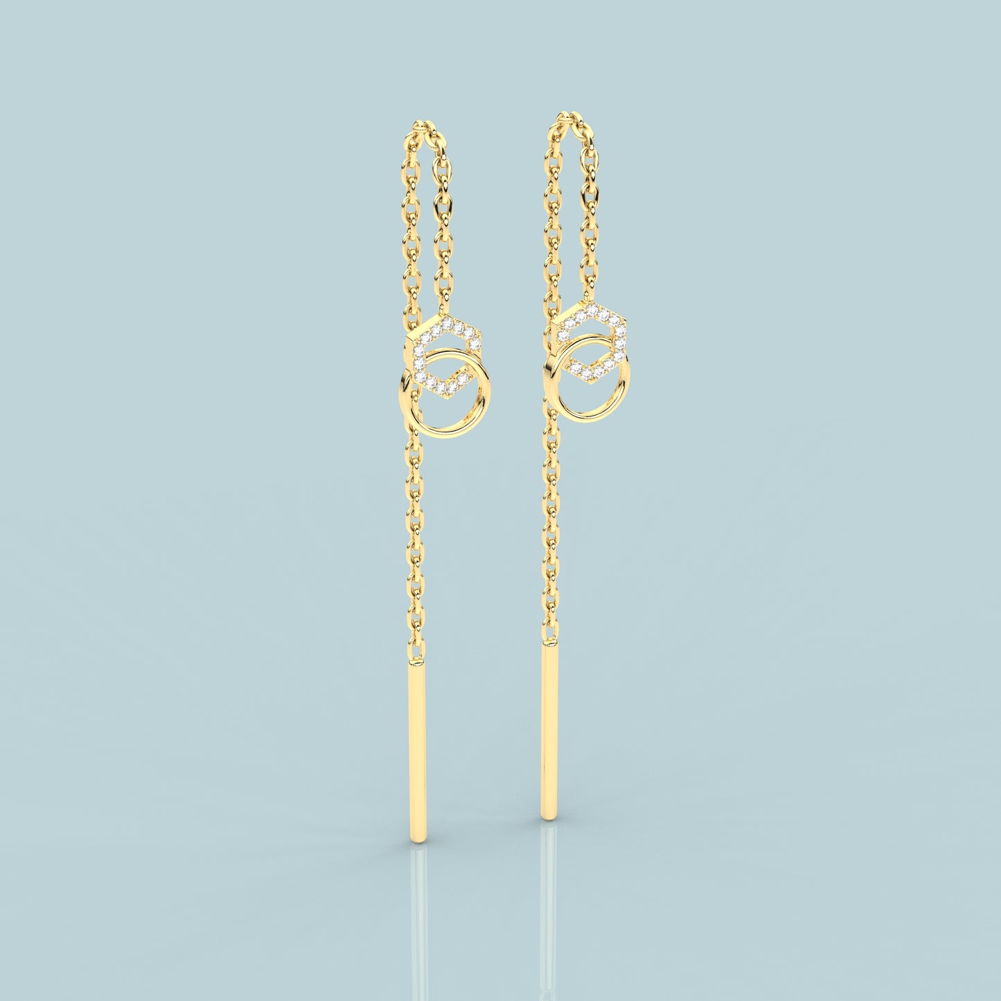 Zini Yellow gold Sui Dhaga 925 silver Earring