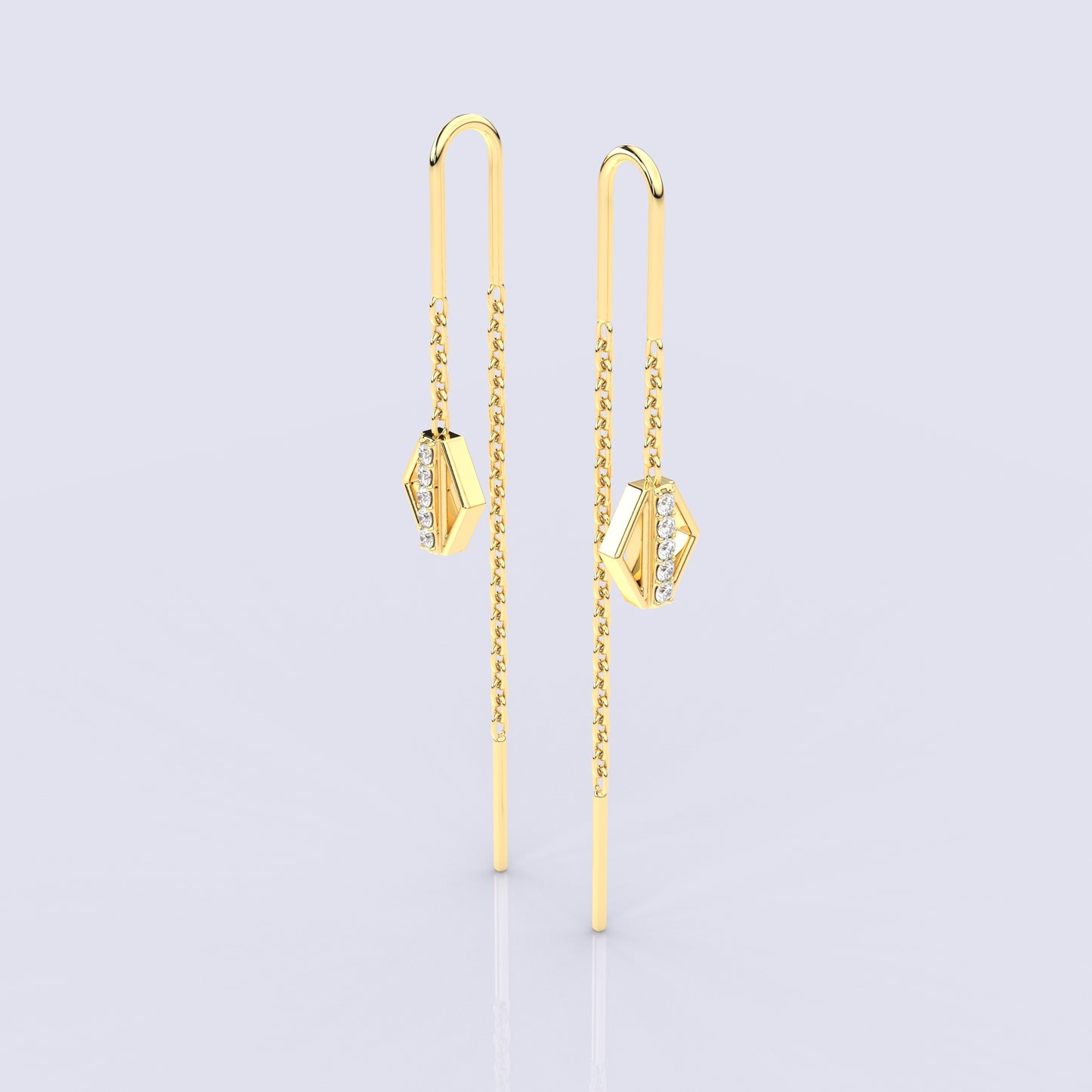 Yellow gold Rectan Sui Dhaga 925 silver Earring