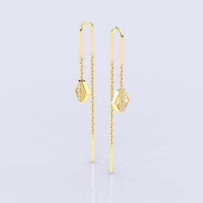 Yellow gold Rectan Sui Dhaga 925 silver Earring