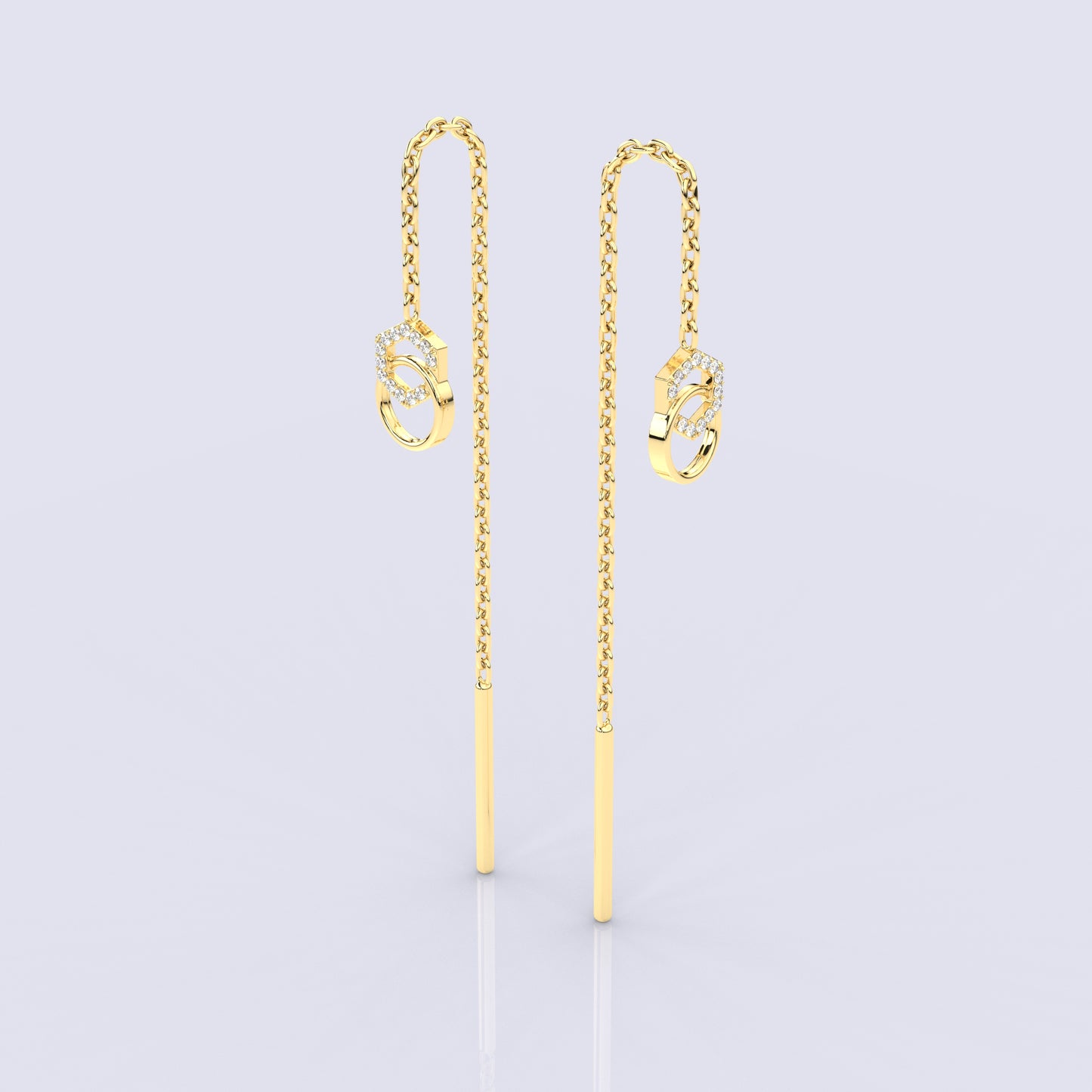 Zini Yellow gold Sui Dhaga 925 silver Earring