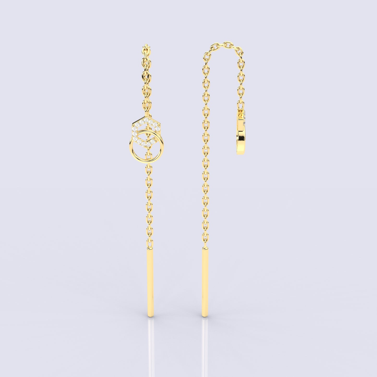 Zini Yellow gold Sui Dhaga 925 silver Earring